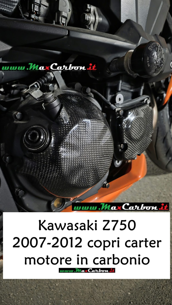 Copri Carter Motore in Carbonio kawasaki Z750 ed Z 750 R anni 2007 al 2012 Engine Cover - immagine 8