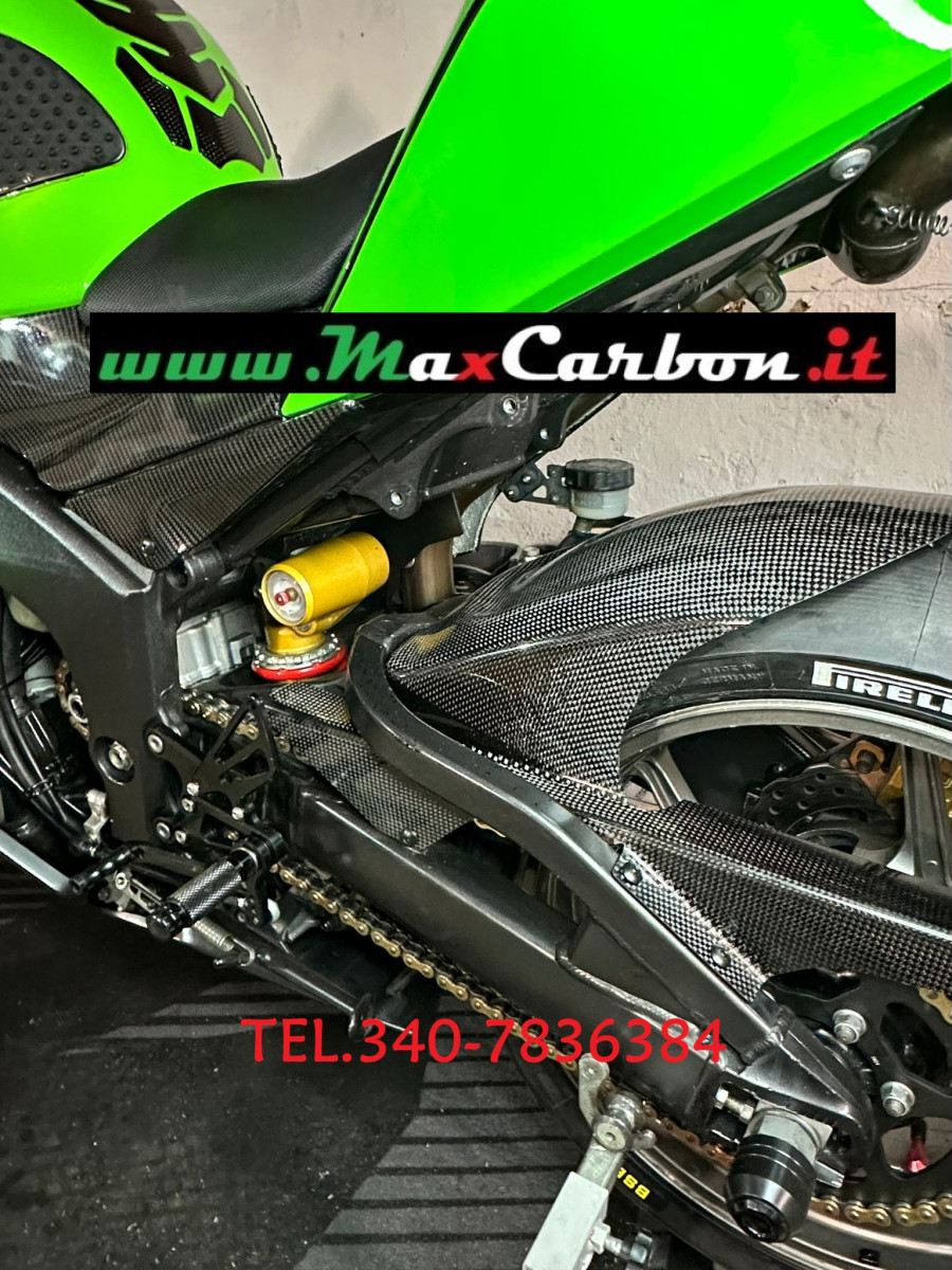 Parafango Posteriore Carbonio Con Paracatena Integrato Kawasaki ZX6R 2005 2006 carbon rear fender zx-6r 636 ninja 05 06 - immagine 6