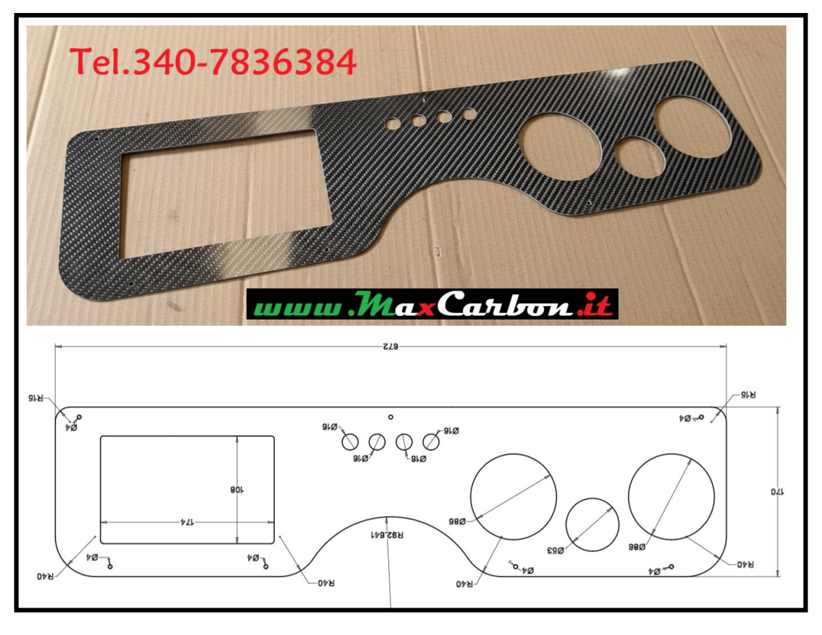 Lastra Pannello SU MISURA In Carbonio Per Strumentazione Console Barca Gommone Motoscafo - immagine 5